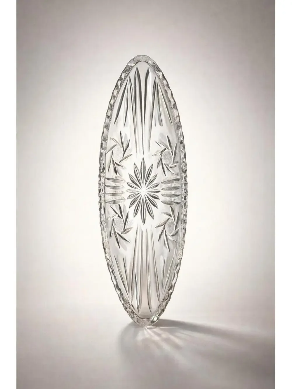 Vintage Cut Crystal Glass Serving Dish - 10.5 Inch Elegant Centerpiece